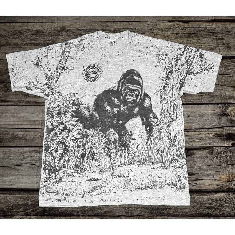 Vintage 90's Anvil Busch Gardens Silverback GORILLA T-Shirt Mens Size 2XL